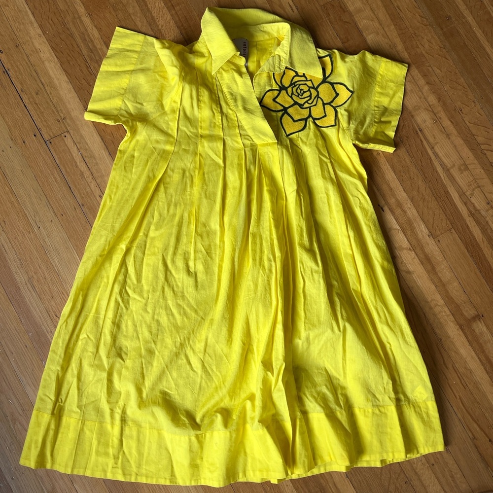 Yellow ANTONIO MARRAS babydoll flower mini dress slightly vintage M S L